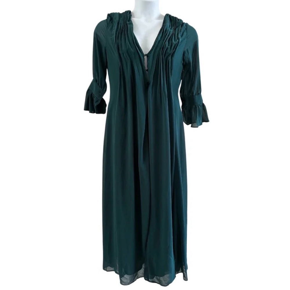 CAARA Forest Green Millie Chiffon Maxi Dress size Medium - Picture 2 of 11